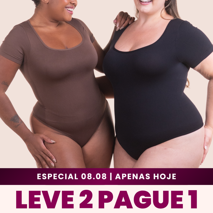 Body Confort - Body de Manga Curta Sem Costura - Compre 1 Leve 2