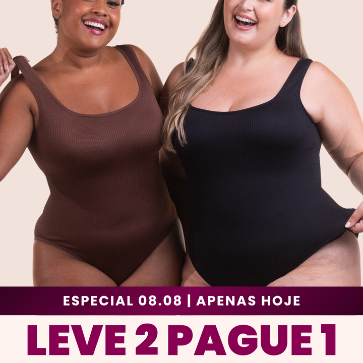2 Bodys Shaper Canelado - Compre 1 Leve 2