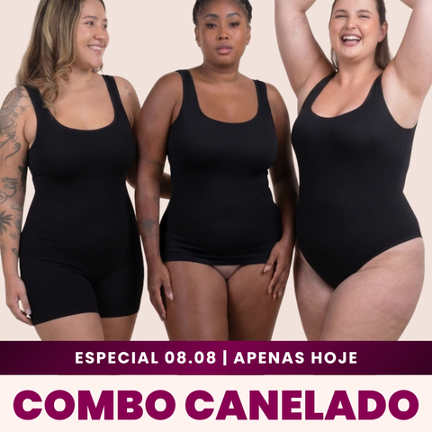 Combo Shaper Canelado - Regata | Body | Macaquinho