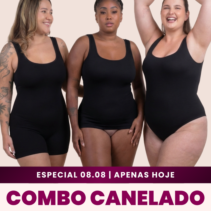 Combo Shaper Canelado - Regata | Body | Macaquinho
