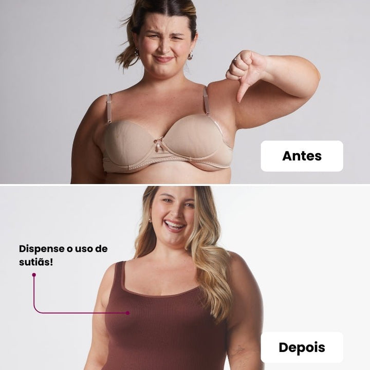 Sutiã Push Up + Body Shaper Canelado - Combo Irresistível
