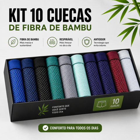 Kit 10 Cuecas de Fibra de Bambu - Ultra Conforto