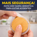 Kit Potes Para Condimentos de Vidro Com Tampa de Bambu e Anel de Silicone Excelente Vedação - Entrega Grátis